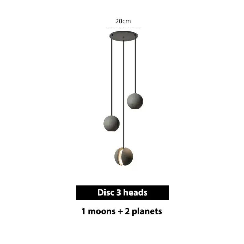 Nordic gray and gold decorbites cement pendant light with three matte gray concrete globe shades for dining room decor