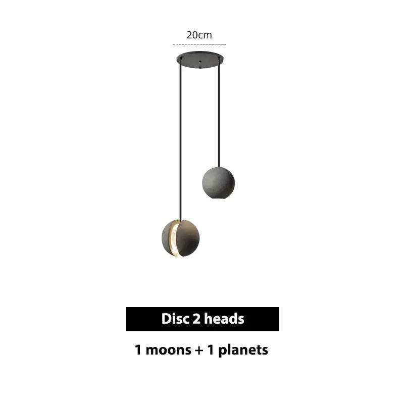 Modern minimalist nordic gray and gold decorbites cement pendant light with two globe-shaped bulbs for dining room decor