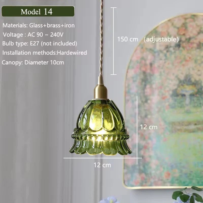 Nordic Green Glass Pendant Light With Brass Accents - Decorbites