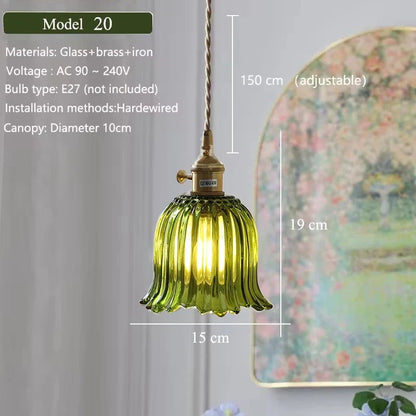 Nordic Green Glass Pendant Light With Brass Accents - Decorbites