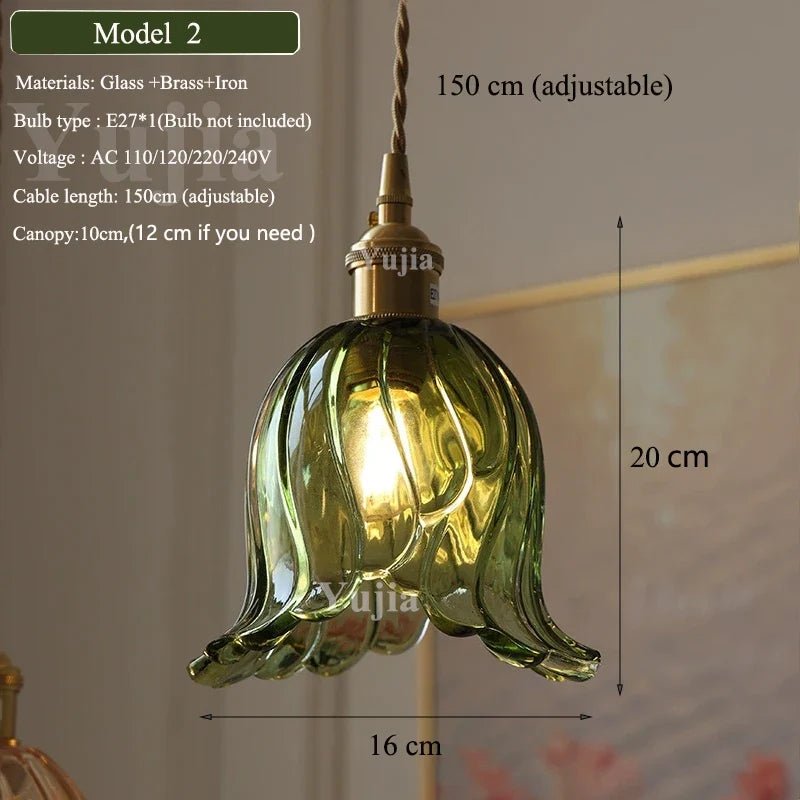 Nordic Green Glass Pendant Light With Brass Accents - Decorbites