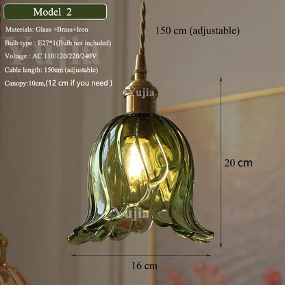 Nordic Green Glass Pendant Light With Brass Accents - Decorbites