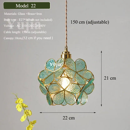 Nordic Green Glass Pendant Light With Brass Accents - Decorbites