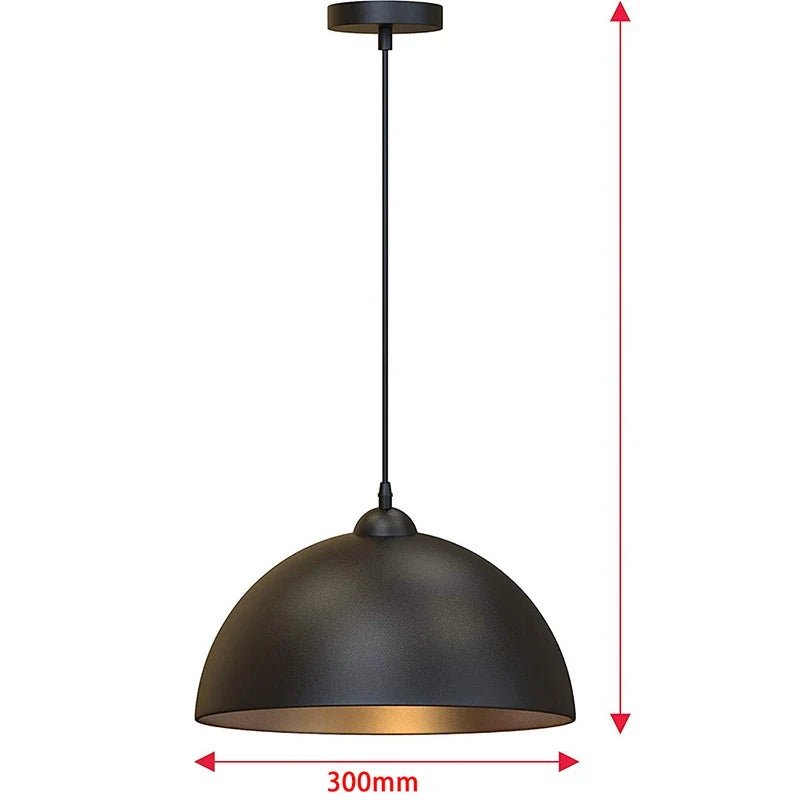 Nordic Industrial Black Dome Pendant Light - Decorbites