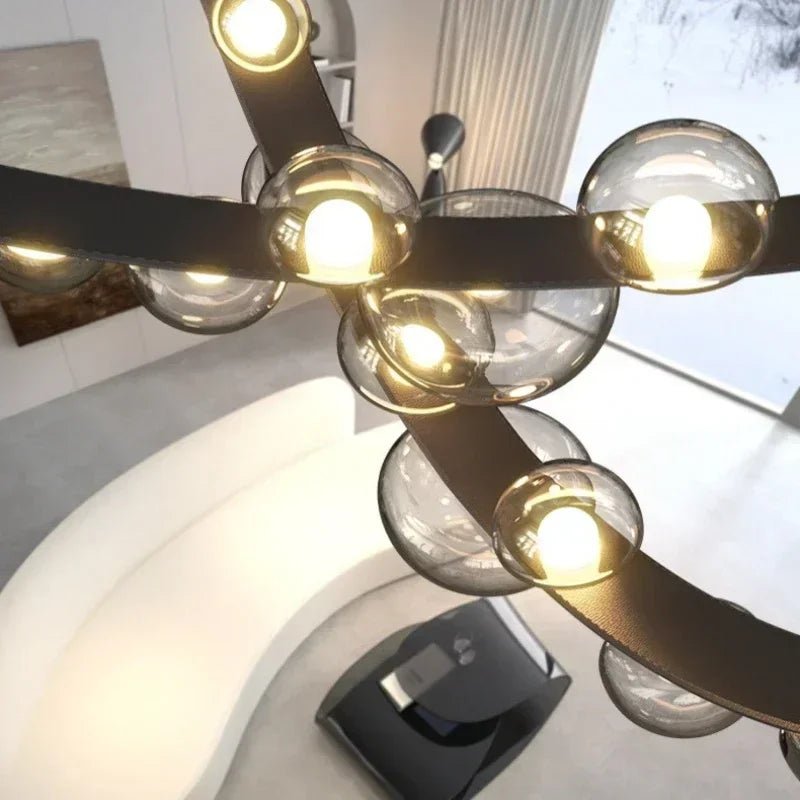 Nordic Leather and Glass Pendant Chandelier - Decorbites