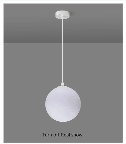 White spherical pendant light with frosted glass shade minimalist nordic led moon design for dining room kitchen decor