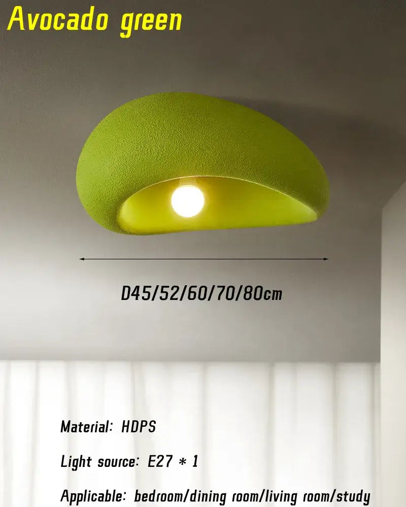 Nordic ceiling light avocado green semi-spherical hdps fabric ceiling light with single e27 bulb for bedroom