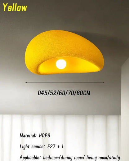 Nordic ceiling light featuring a vibrant yellow hdps semi-circular fixture with integrated e27 bulb for bedroom use