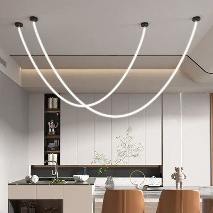 Nordic Linear Metal Pendant Light in Black or Gold - Decorbites