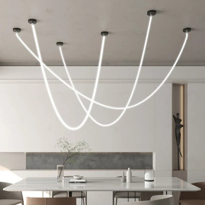 Nordic Linear Metal Pendant Light in Black or Gold - Decorbites