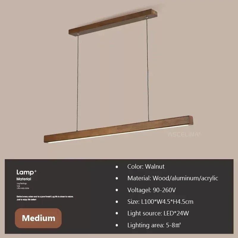 Nordic Linear Wood LED Pendant Light - Decorbites