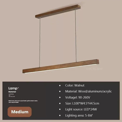 Nordic Linear Wood LED Pendant Light - Decorbites