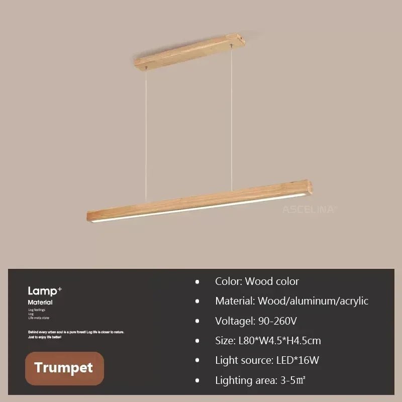 Nordic Linear Wood LED Pendant Light - Decorbites