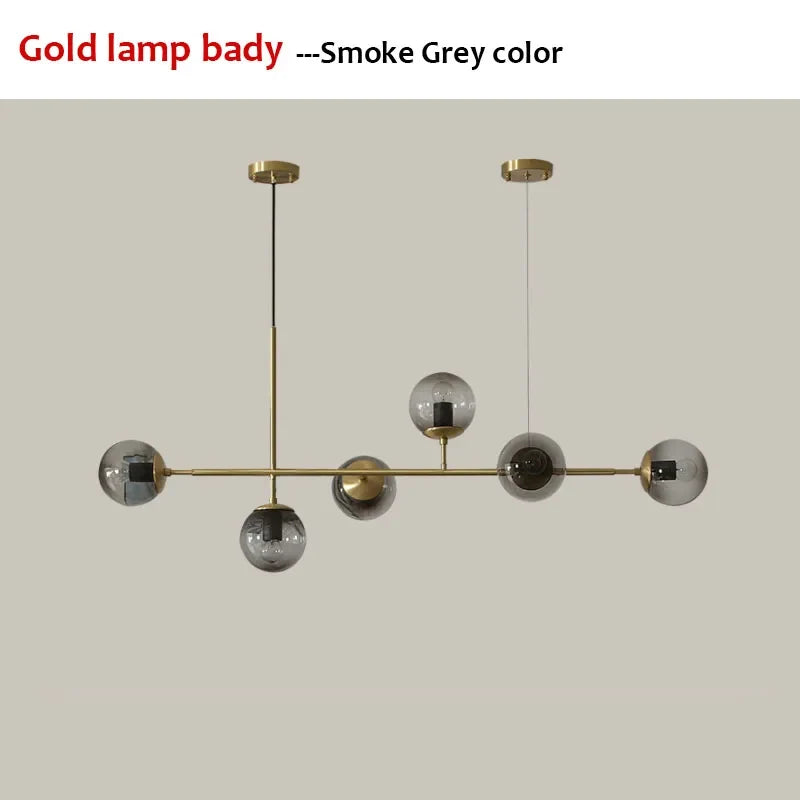 Nordic Long Bar Glass Globe Pendant Light