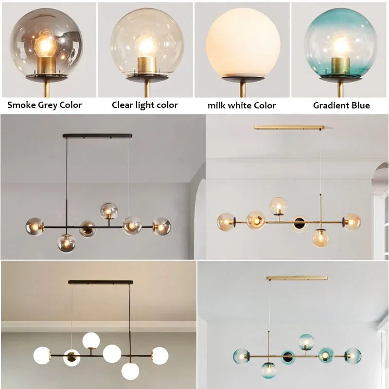Nordic Long Bar Glass Globe Pendant Light