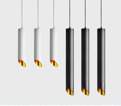 Nordic Long Tube Dimmable Pendant Light White Aluminum - Decorbites