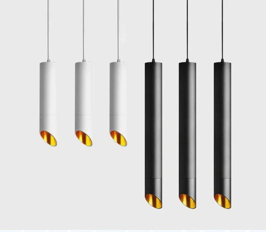 Nordic Long Tube Dimmable Pendant Light White Aluminum - Decorbites