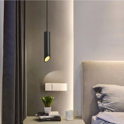 Nordic Long Tube Dimmable Pendant Light White Aluminum - Decorbites