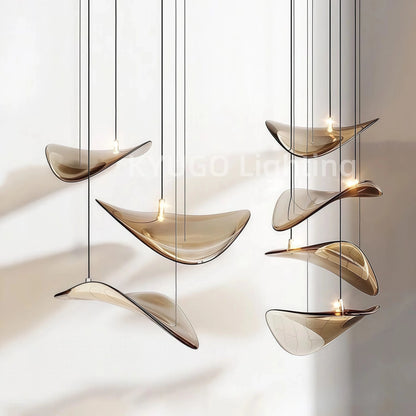 Nordic Lotus Leaf Art Glass Pendant Light - Decorbites