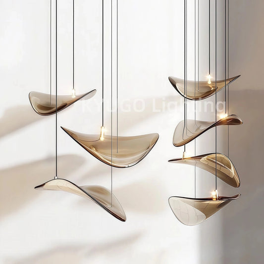Nordic Lotus Leaf Art Glass Pendant Light - Decorbites