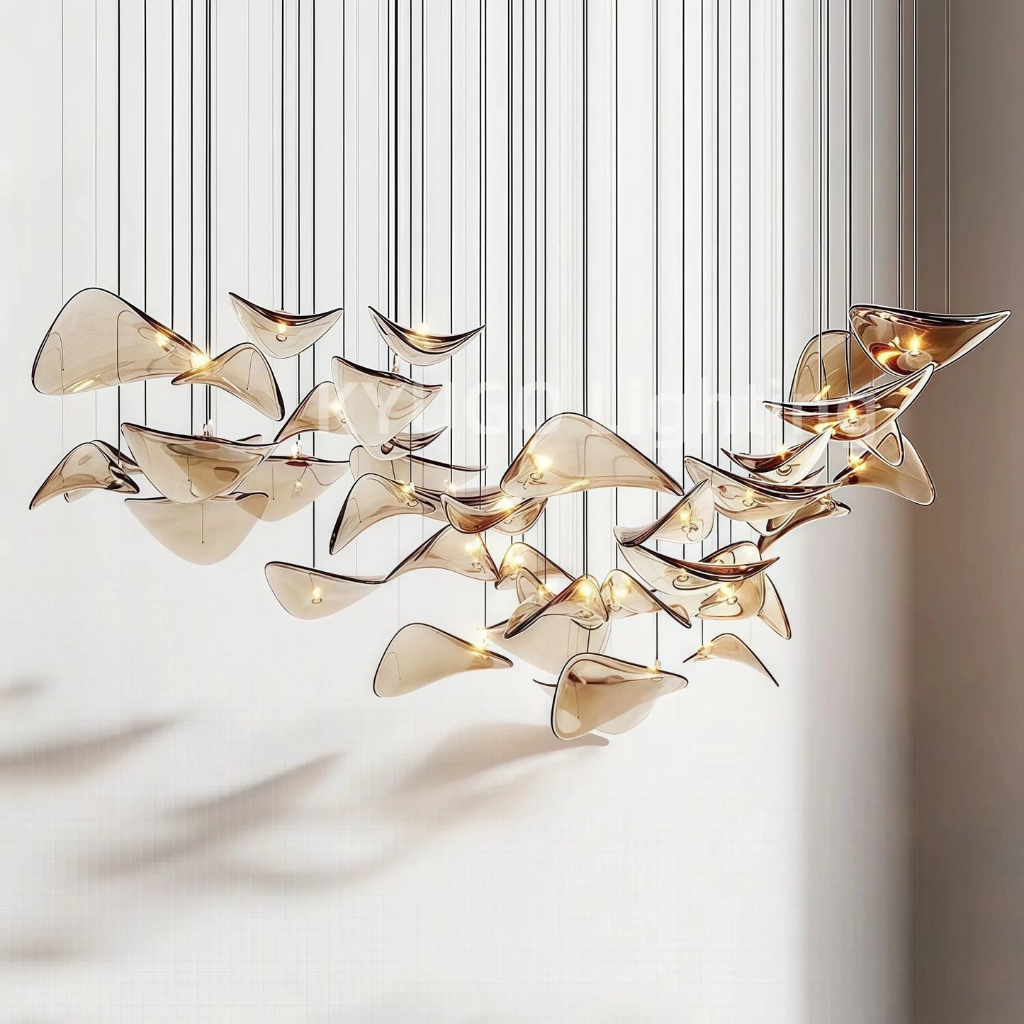 Nordic Lotus Leaf Art Glass Pendant Light - Decorbites