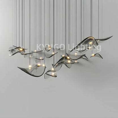 Nordic Lotus Leaf Art Glass Pendant Light - Decorbites