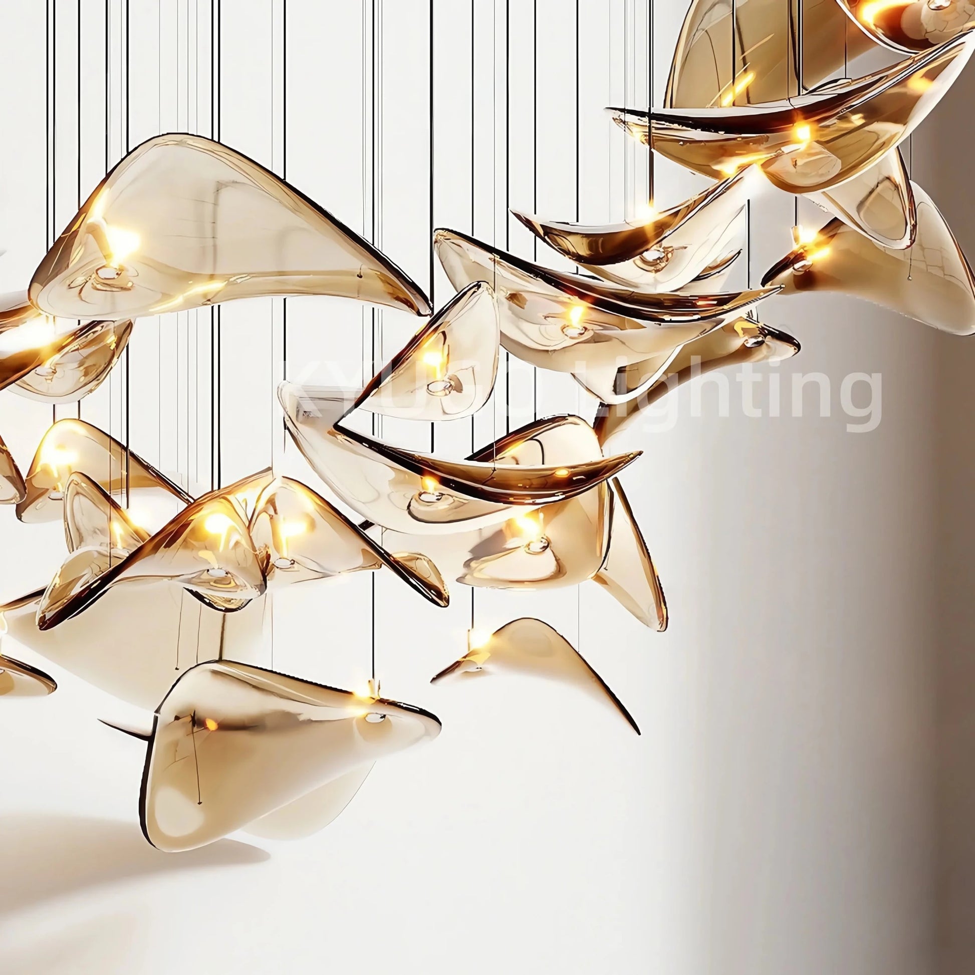 Nordic Lotus Leaf Art Glass Pendant Light - Decorbites