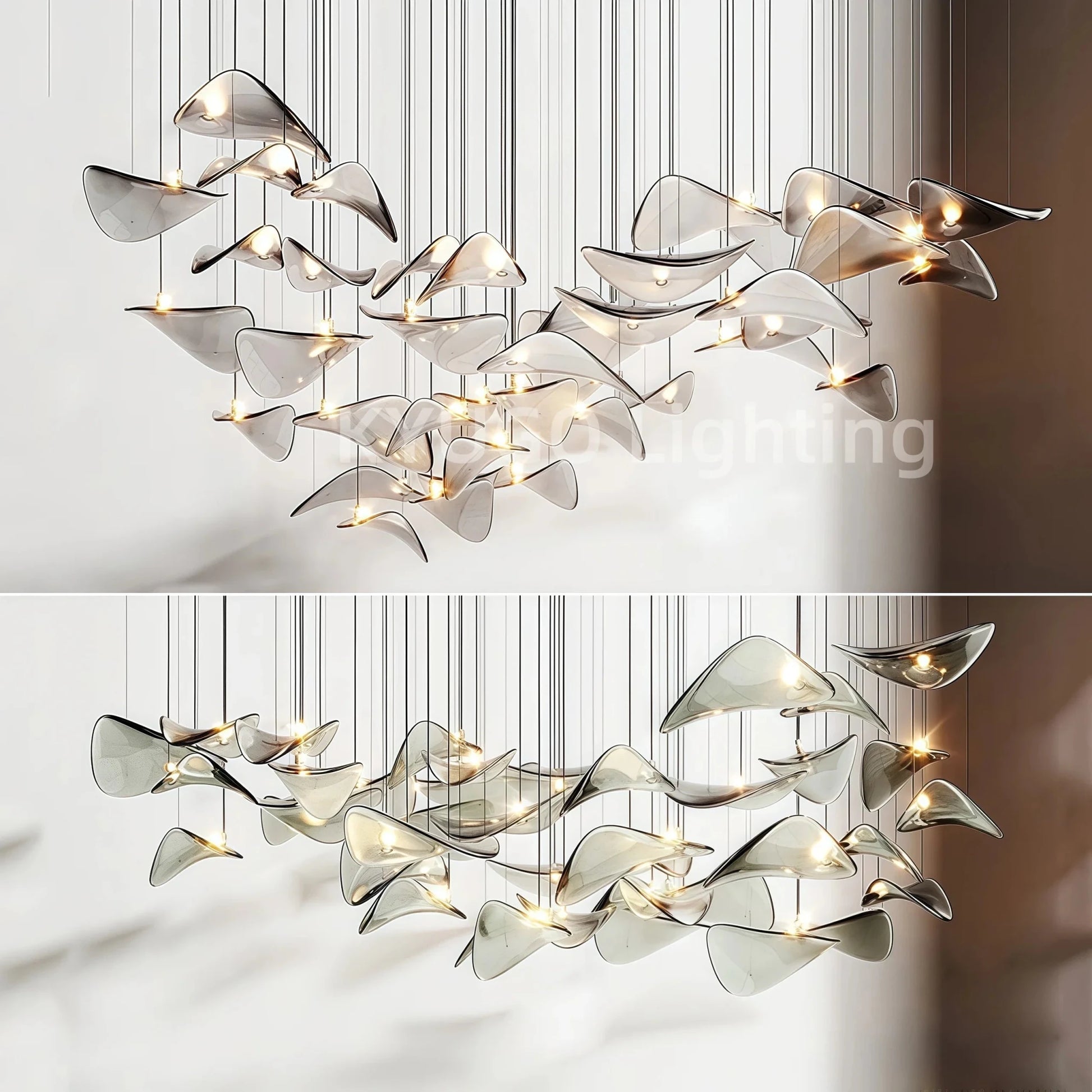 Nordic Lotus Leaf Art Glass Pendant Light - Decorbites