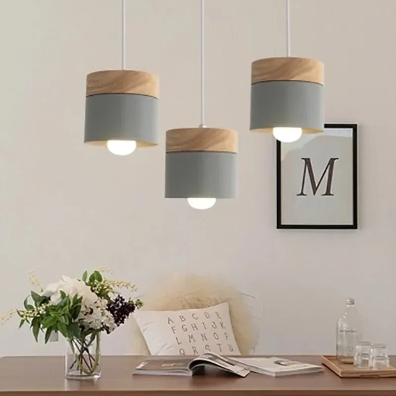 Nordic Macaron Wood & Iron Pendant Light - Decorbites