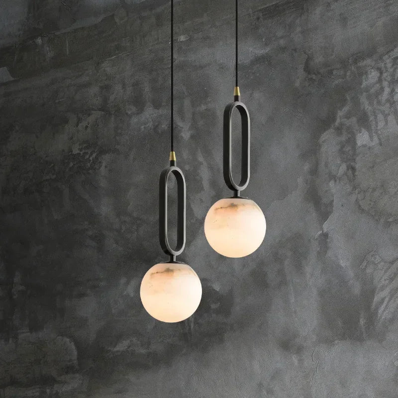 Nordic Marble Pendant Light With Polished Copper Accent - Decorbites