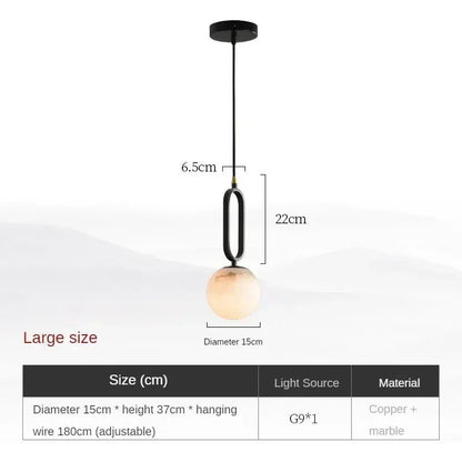 Nordic Marble Pendant Light With Polished Copper Accent - Decorbites
