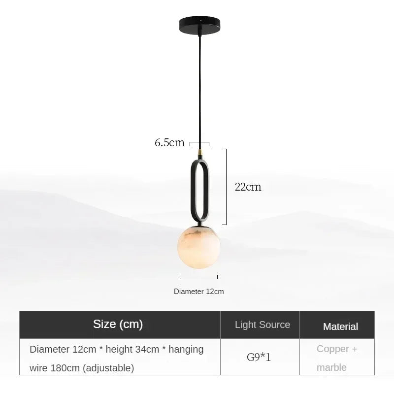 Nordic Marble Pendant Light With Polished Copper Accent - Decorbites