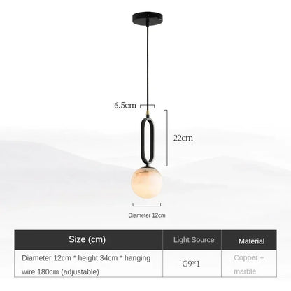Nordic Marble Pendant Light With Polished Copper Accent - Decorbites