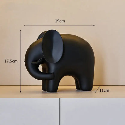 Black matte-finished decorbites elephant resin statue with minimalist design for living room decorbites elephant decor