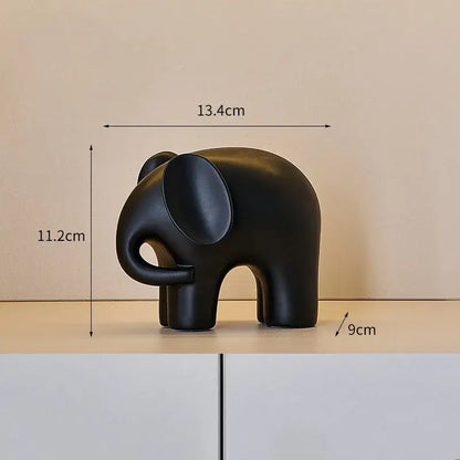 Black matte-finished ceramic elephant figurine decorbites elephant resin statue for living room decor