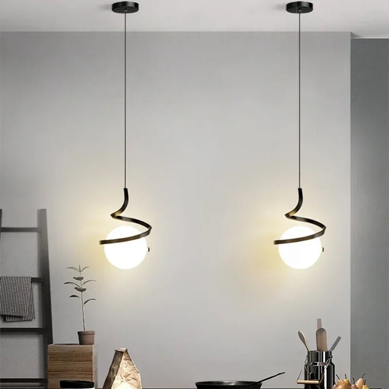 Nordic Metal Cord Pendant Light in White, Black, or Gold - Decorbites