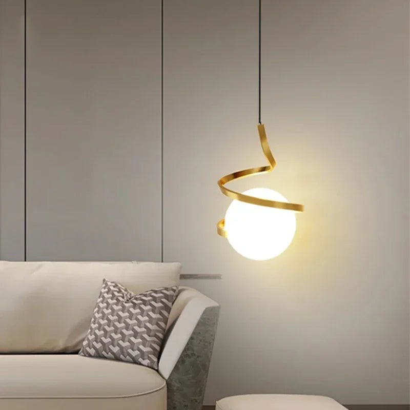 Nordic Metal Cord Pendant Light in White, Black, or Gold - Decorbites