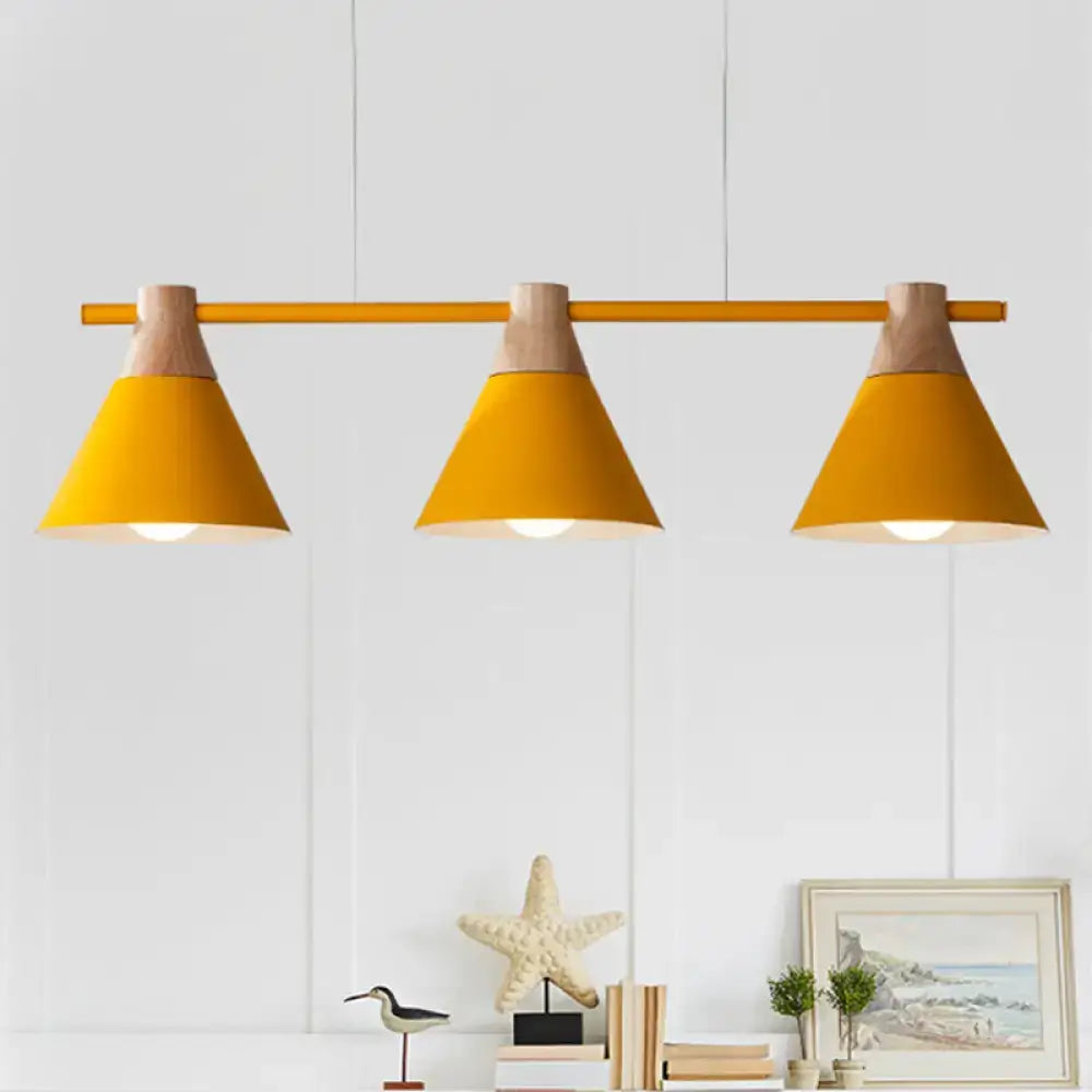 Modern yellow pendant light with wooden accents from decorbites nordic metal hanging chandelier for kitchen island lighting
