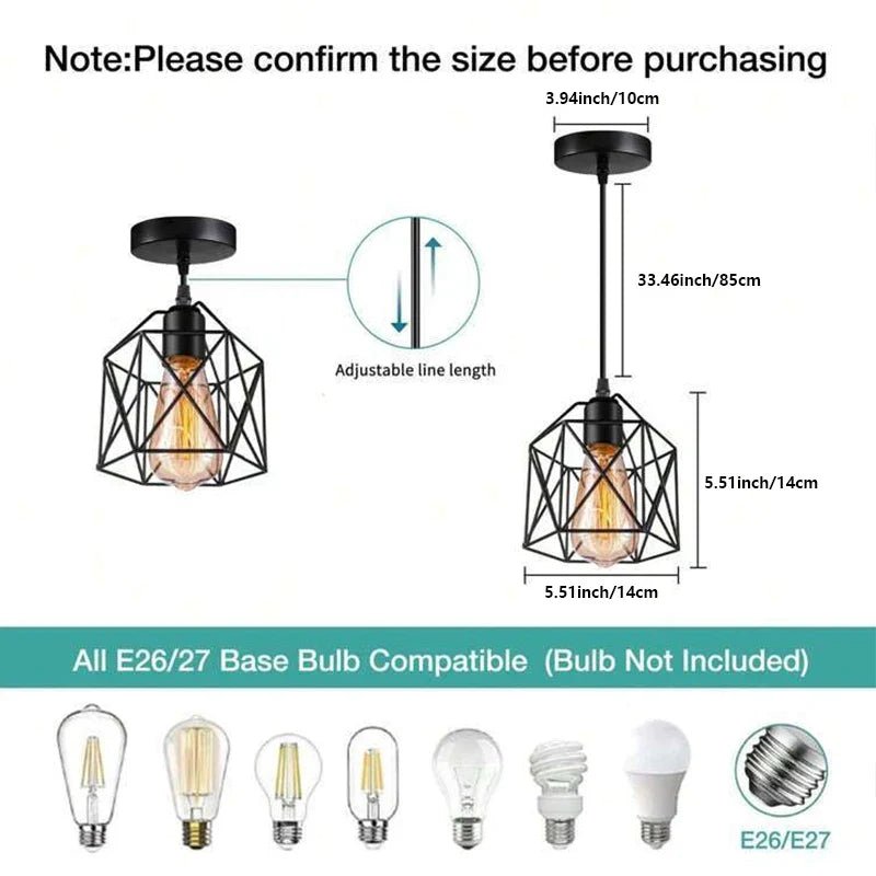 Nordic Minimalist Black Metal E27 Pendant Light - Decorbites