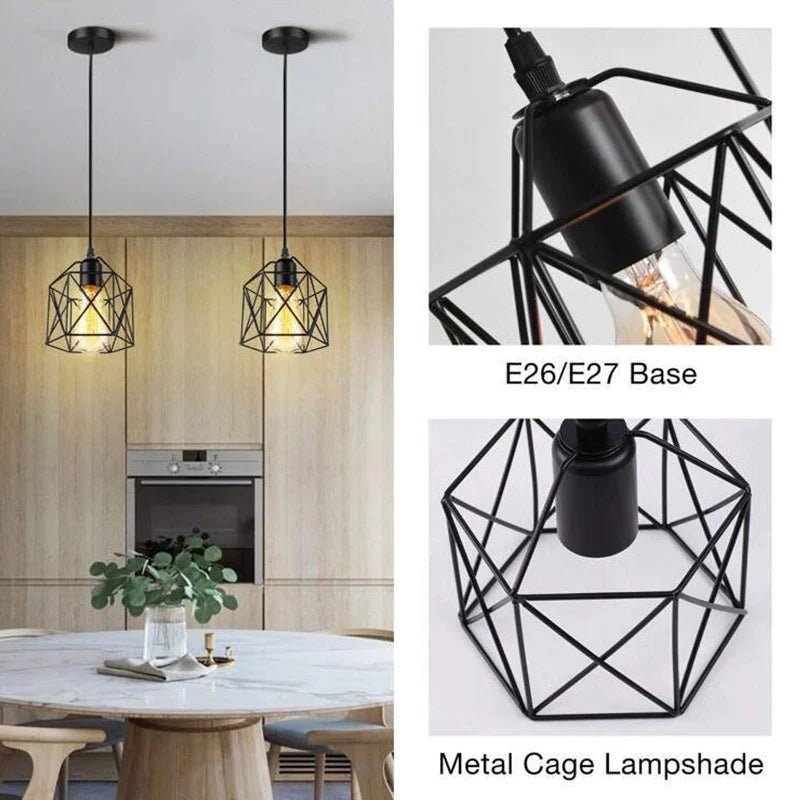 Nordic Minimalist Black Metal E27 Pendant Light - Decorbites