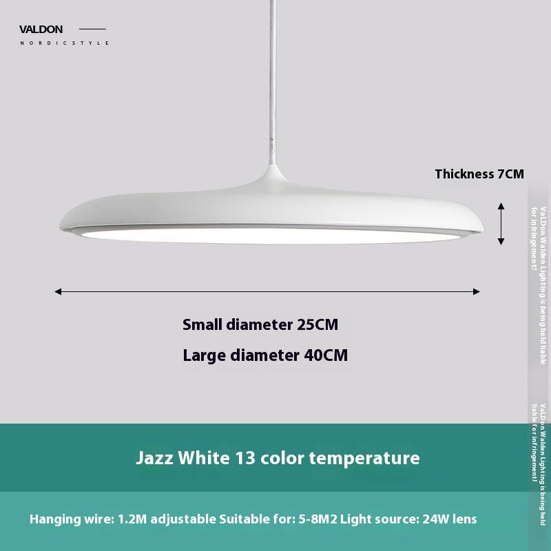 White pendant light with modern design and adjustable hanging wire featuring three color temperature for restaurant use