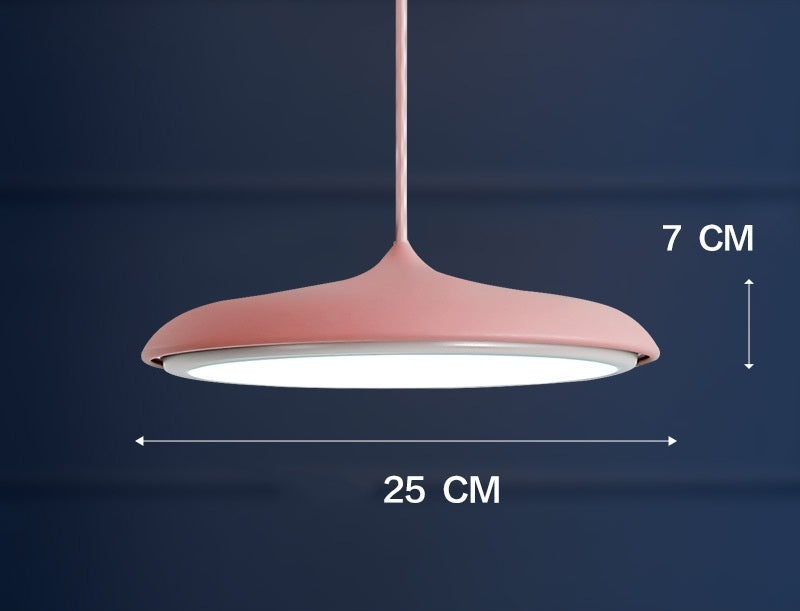 Rose gold matte finish pendant light with circular design 7 cm tall 25 cm wide featuring three color temperature for modern restaurant chandelier