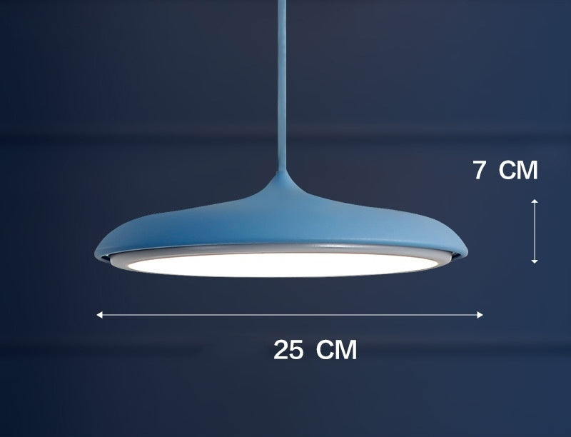 Blue pendant light with matte finish Nordic modern simple LED chandelier featuring three color temperature settings