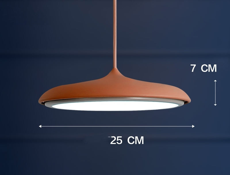 Nordic modern simple LED chandelier terracotta pendant light with brushed metal finish and three color temperature options