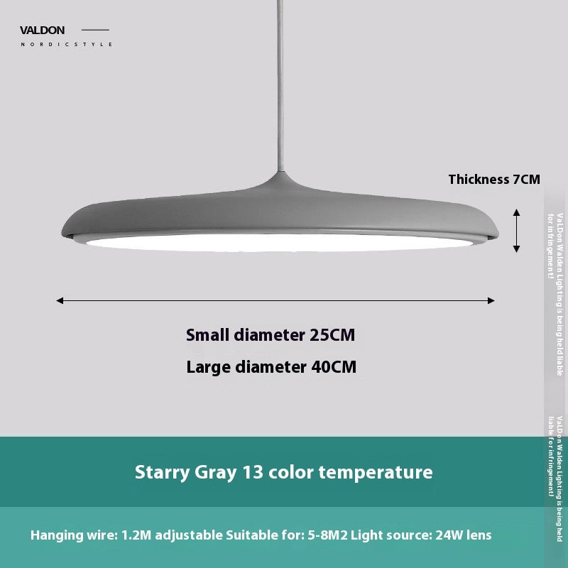 Nordic modern simple gray starry LED chandelier with 13 color temperature options and adjustable hanging wire for 5-8m2 spaces