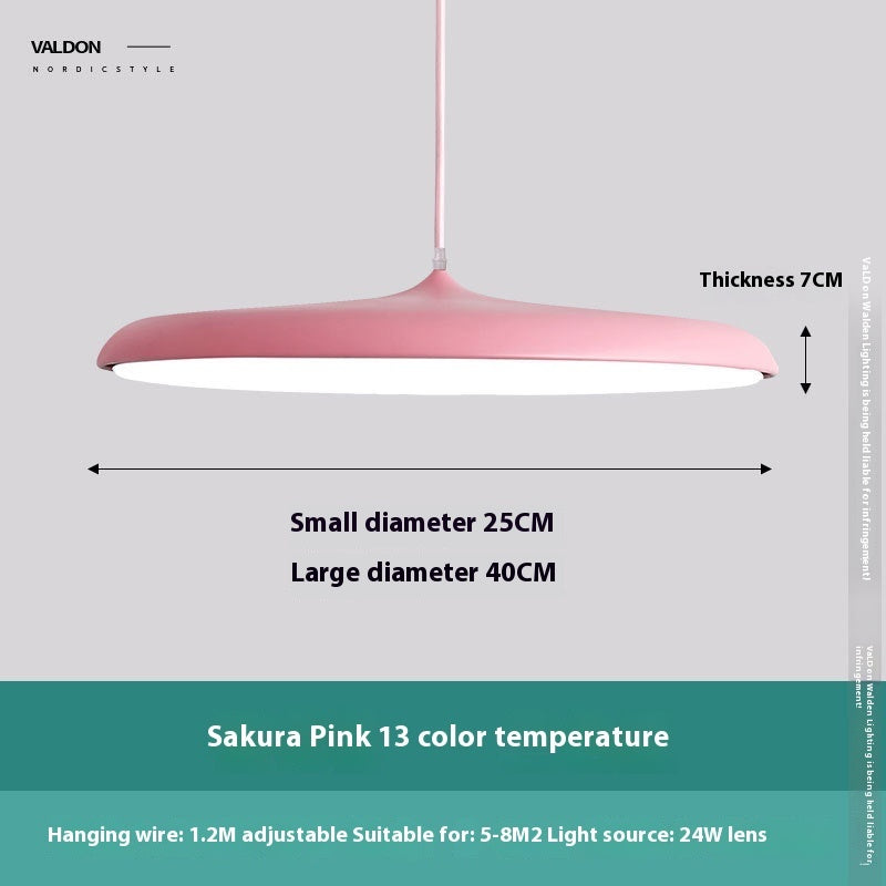 Sakura pink Nordic modern LED chandelier with matte finish 24w lens adjustable wire and three color temperature settings