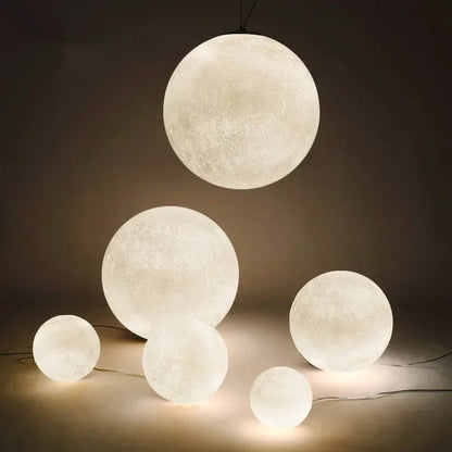 Nordic Moon White FRP Round Pendant Light - Decorbites