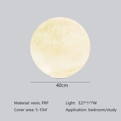 Nordic Moon White FRP Round Pendant Light - Decorbites