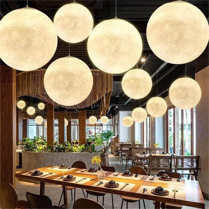 Nordic Moon White FRP Round Pendant Light - Decorbites