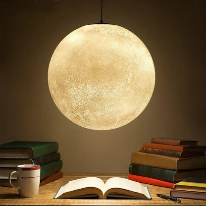 Nordic Moon White FRP Round Pendant Light - Decorbites